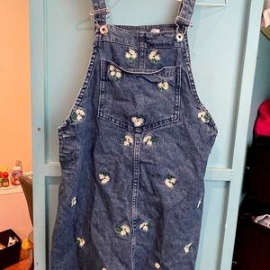 denim floral overalls
